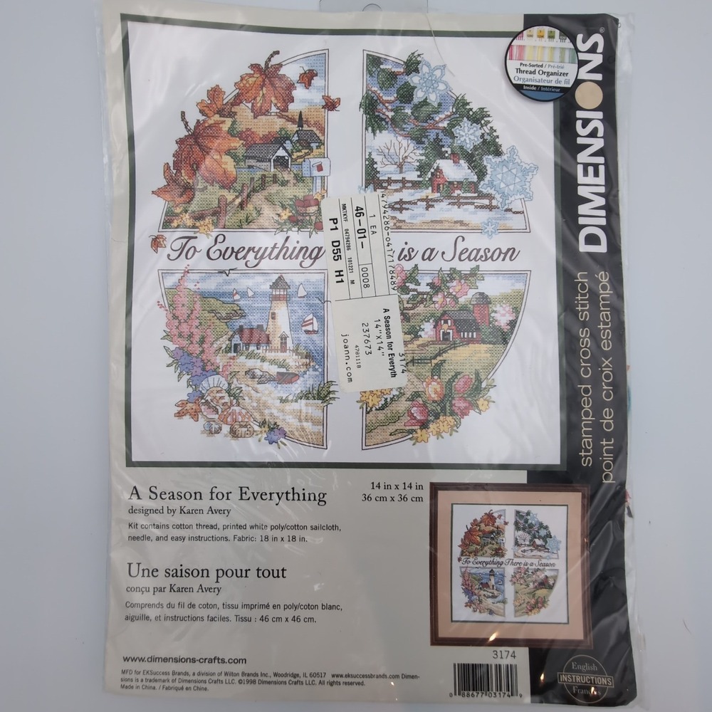 Dimensions A Season for Everything Stamped Cross Stitch Kit 3174 14x14 Multi